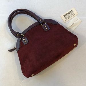 VTG BIENBAG suede burgundy drop handle purse